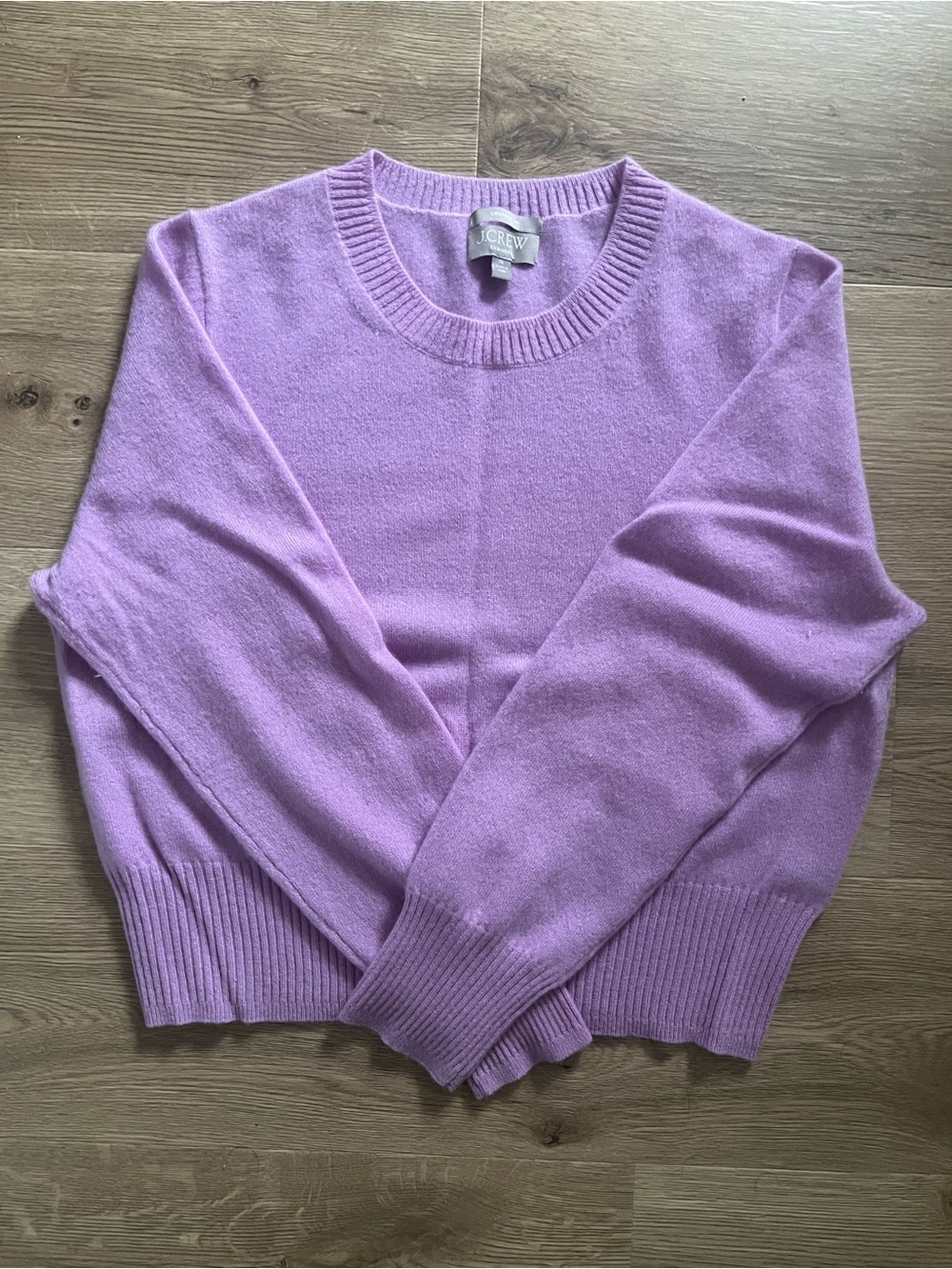 J. Crew Long Sleeve Cropped Cashmere Sweater in Lilac, Size XL